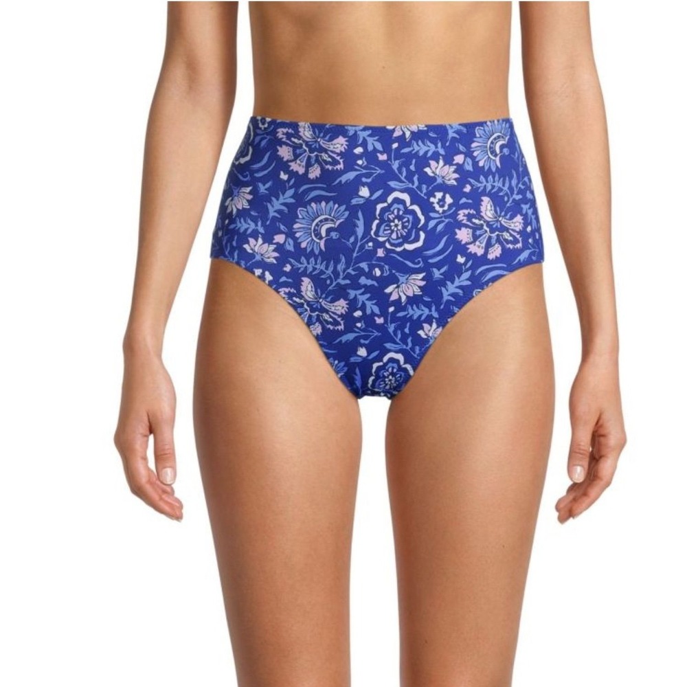 Vineyard Vines Anegada floral high waisted bikini bottom blue NEW large